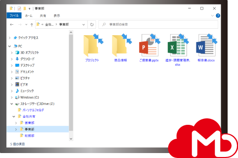 ローカルやファイルサーバと同じ操作で利用できるクラウドストレージサービス「M-Drive」
